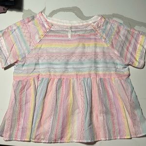 Anthropologie rainbow embroider baby doll sz S
